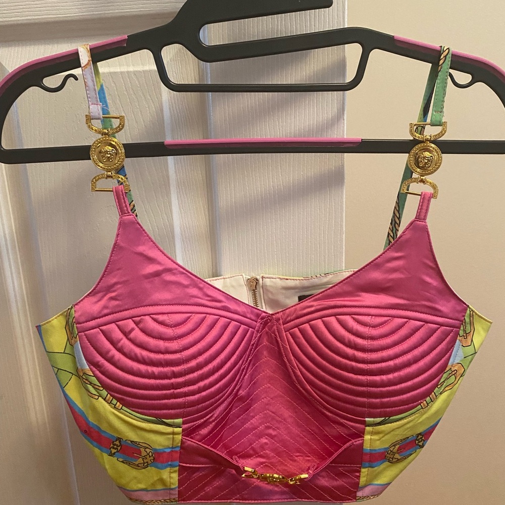 Versace Pink and Multicolor Women's corset top